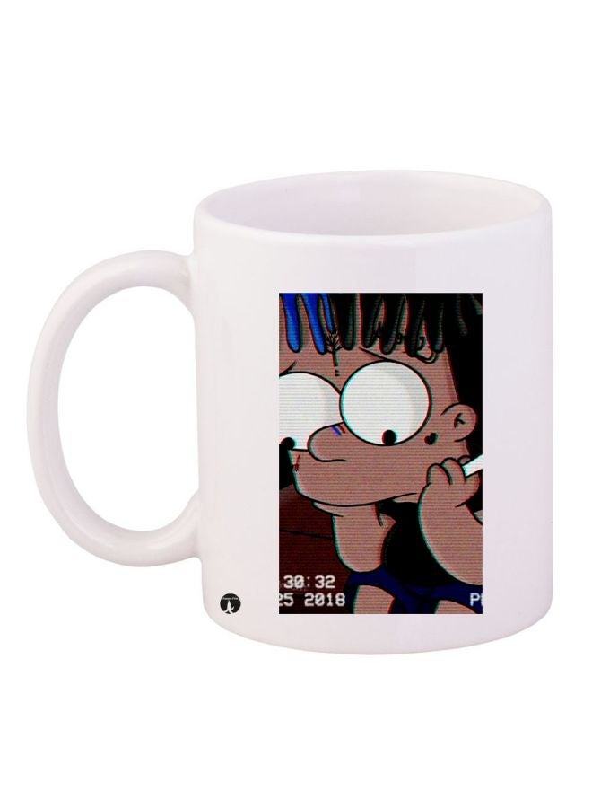 RYN Cute Boy Printed Coffee Mug White/Brown/Black 11ounce