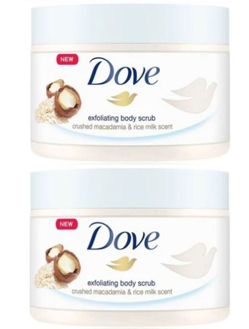 دوف مقشر الجسم دوف، برائحة المكاديميا وحليب الأرز، مع ربع كريم مرطب، ٢٢٥ مل، قطعتان - Image 1