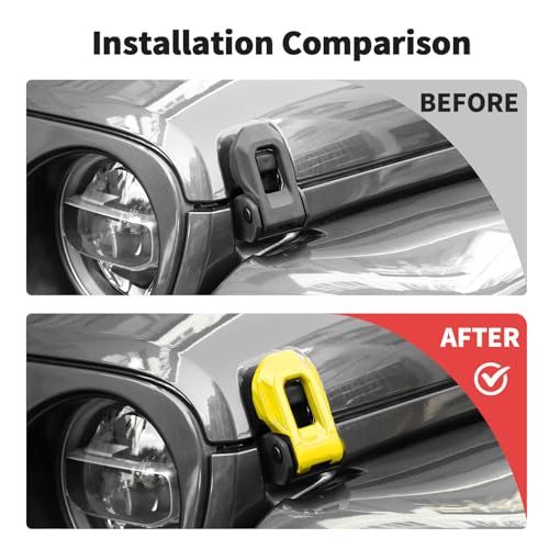 JWWY Hood Latches Decor Hood Hinge Cover Trim Fit for 20182025 Jeep Wrangler JL JLU Sports Sahara Freedom Rubicon Unlimited Gladiator JT Exterior Accessories 4pcs Yellow - Image 3
