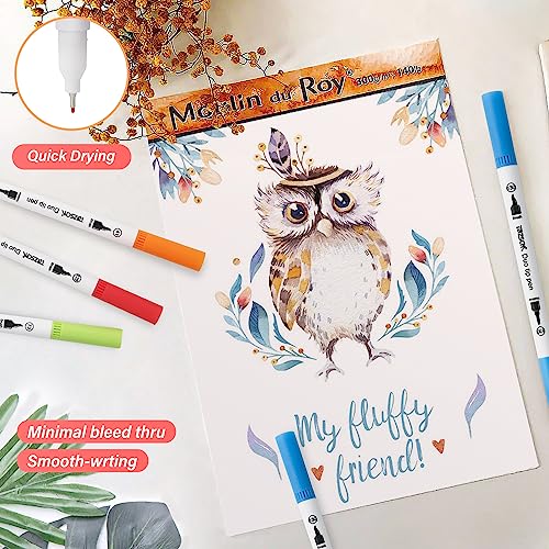 ZSCM QUALITY DECIDES THE FUTURE ZSCM Art Duo Tip Brush Markers Set, 60 Colors Fine Brush Tip Artist Drawing Pens Set with Coloring Book, for Adult Sketching Journal Planner School Supplies Gifts - Image 4