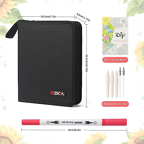 ZSCM QUALITY DECIDES THE FUTURE ZSCM Art Duo Tip Brush Markers Set, 60 Colors Fine Brush Tip Artist Drawing Pens Set with Coloring Book, for Adult Sketching Journal Planner School Supplies Gifts - Image 3