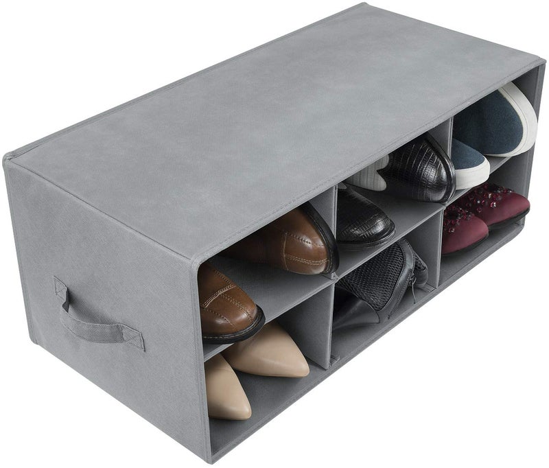 Sorbus Shoe Organizer Bin 6 Section Cubby Shoe Shelves Foldable Portable Detachable Closet Organizer Storage for Home Organization