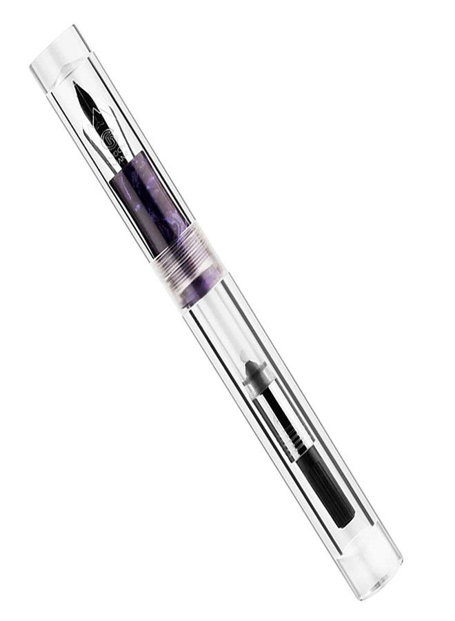 Lanxivi Majohn C1 Fouintain Pen Bent Nib, Fine to Broad Size, Eyedropper and Converter Filling, Transparent Acrylic Mini Pocket Fude Pen - Image 5