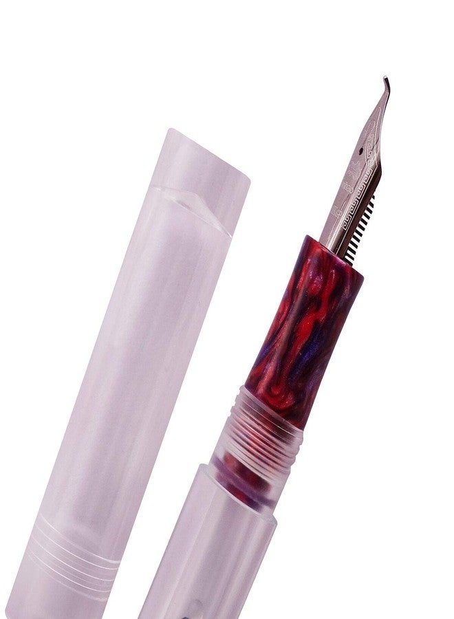 Lanxivi Majohn C1 Fouintain Pen Bent Nib, Fine to Broad Size, Eyedropper and Converter Filling, Transparent Acrylic Mini Pocket Fude Pen - Image 1