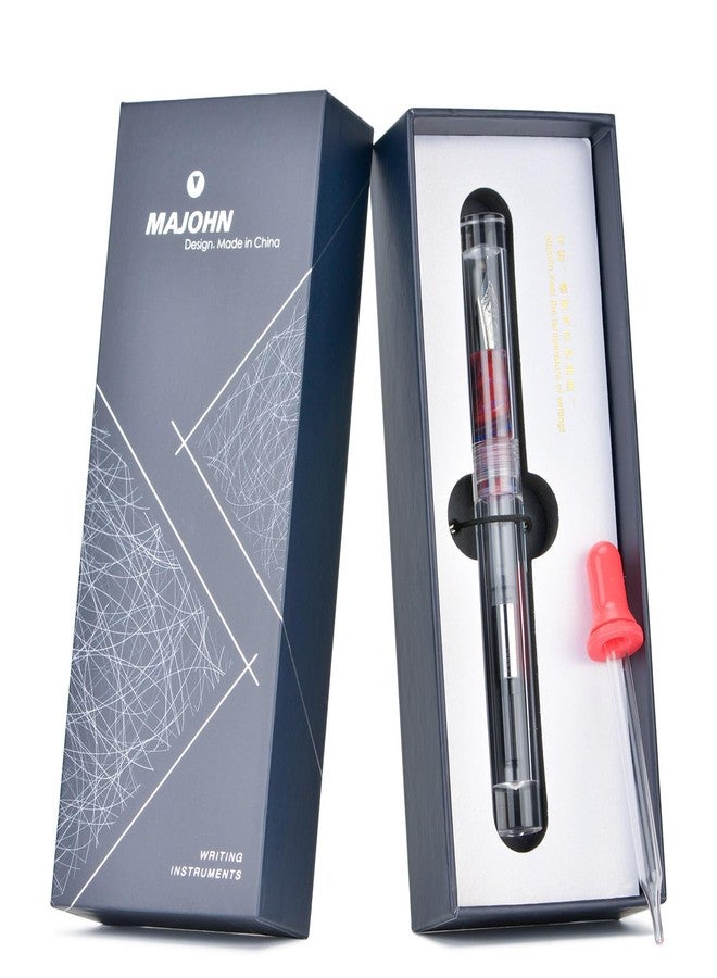 Lanxivi Majohn C1 Fouintain Pen Bent Nib, Fine to Broad Size, Eyedropper and Converter Filling, Transparent Acrylic Mini Pocket Fude Pen - Image 2