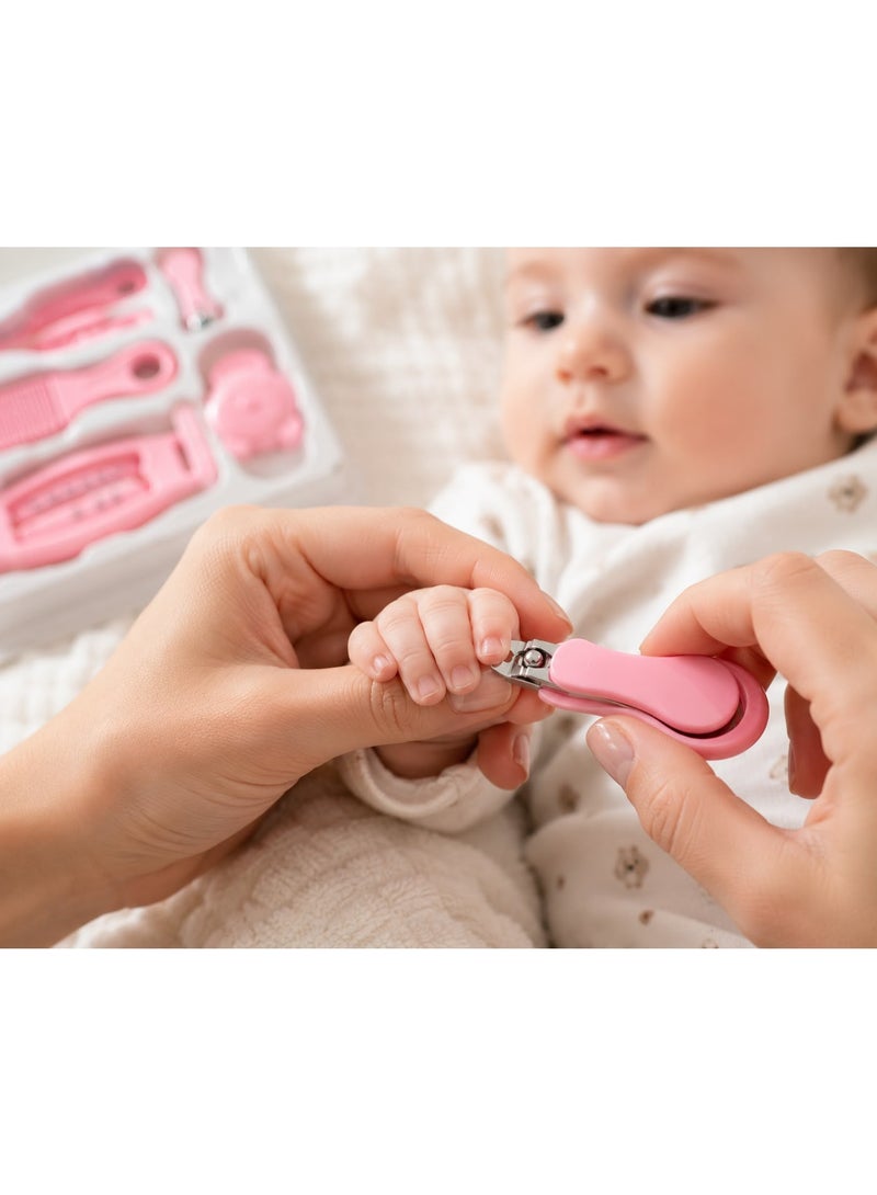 Baby Grooming Kit, 7in 1 Portable Baby Basics Kit with Storage, Newborn Baby Health Safety Care Set for Infant Toddlers Care Keep Healthy and Clean (Pink) - Image 3