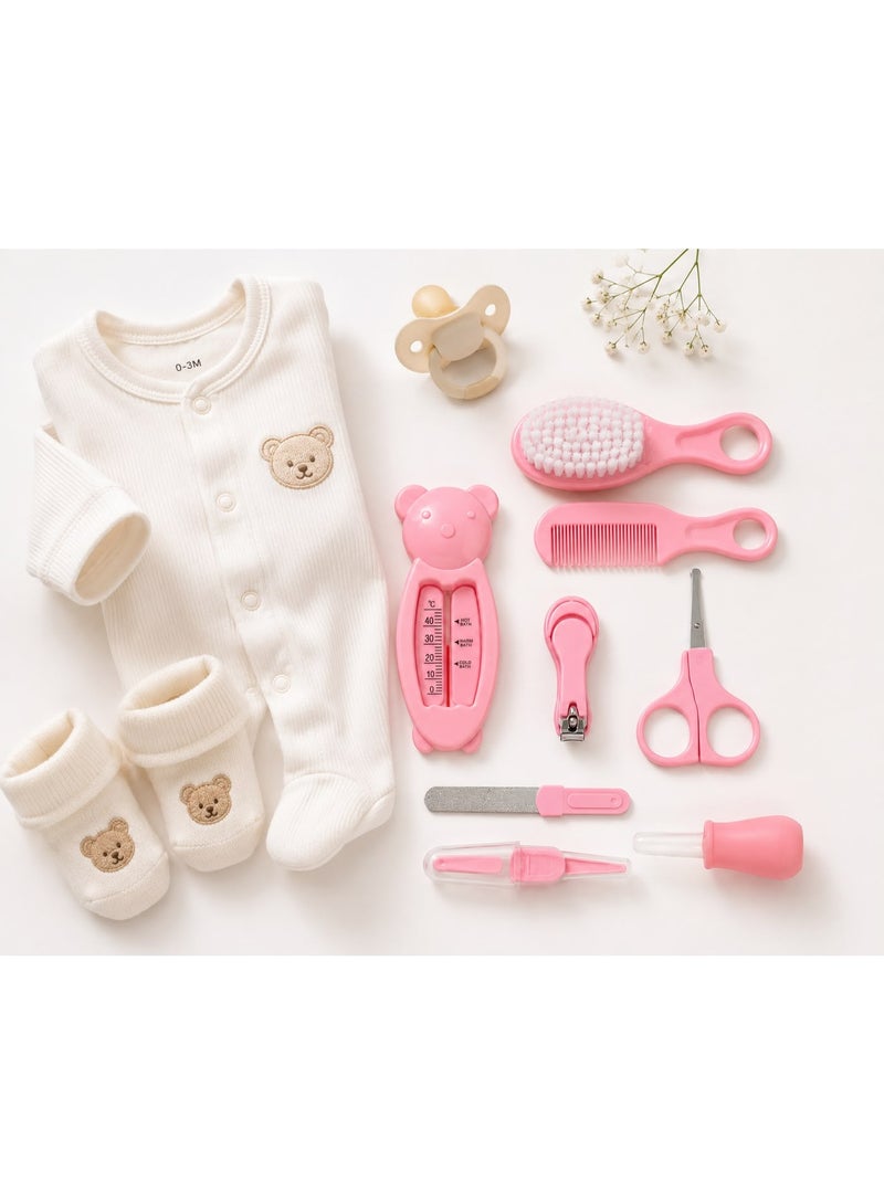 Baby Grooming Kit, 7in 1 Portable Baby Basics Kit with Storage, Newborn Baby Health Safety Care Set for Infant Toddlers Care Keep Healthy and Clean (Pink) - Image 4