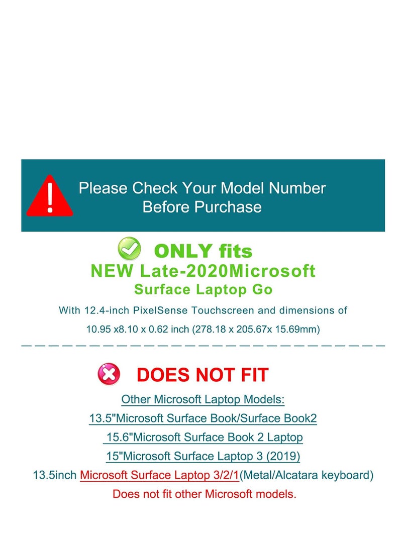 Rubberized Hard Case Compatible for 2020/2022/2023 12.4" Microsoft Surface Laptop Go 3/2/1, Black  - Image 4