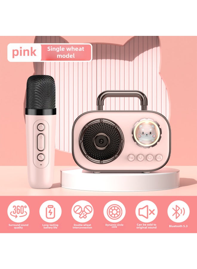 كوالتي ميكروفون مدمج بلوتوث مزدوج للعائلة - سماعة صغيرة محمولة عالية الجودة للغناء في الهواء الطلق - Image 1