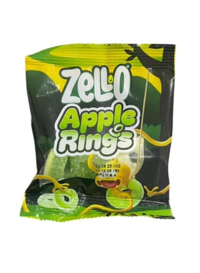 حلوى حلقات التفاح الحامضة من زيلو (Zello Apple Rings) - عبوة من 6 قطع (10 جرام للوحدة) | طعم فاكهة منعش وقوام مطاطي | سناك مرح للأطفال - Image 3