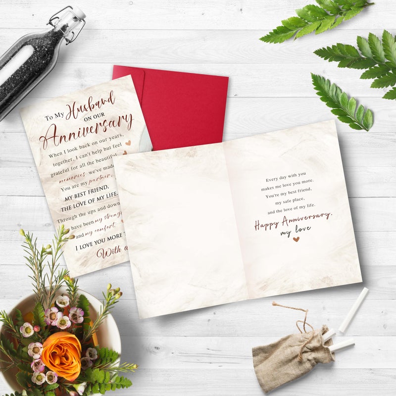 Bewoow Romantic Anniversary Card for Husband from Wife, Sweet Wedding Anniversary Card Gifts for Husband, Love Cards for Him - Image 4