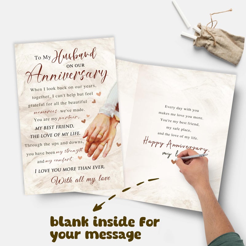 Bewoow Romantic Anniversary Card for Husband from Wife, Sweet Wedding Anniversary Card Gifts for Husband, Love Cards for Him - Image 3