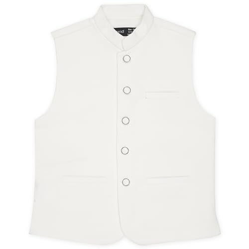 CAVIO Boys White Solid Nehru Jacket - Image 1