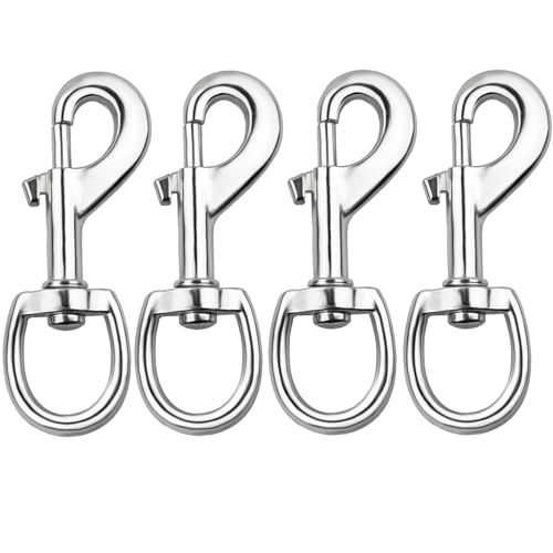 Huouo 4 Pcs 3.5" Flag Swivel Snap Hooks Flagpole Accessories - Heavy Duty Eye Bolt Clips for Pet Leash, Key Chain or Clothlines Tarp - Nickel Plated - Image 1