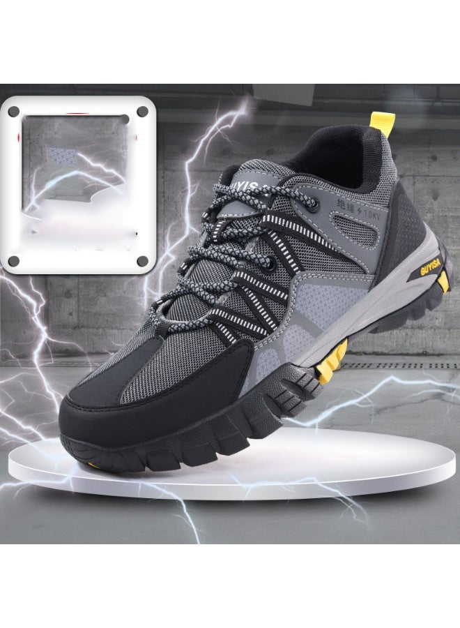 NIBEMINENT Men Steel Toe Boots Work Sneakers Breathable Anti-puncture Safety Protective Shoe - Image 1