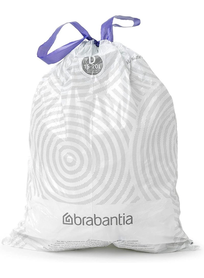 برابانتيا Brabantia PerfectFit أكياس نفايات مقاس D (15–20 لتر) – 120 كيس – أكياس قمامة قوية مع شريط إغلاق، أبيض - Image 5