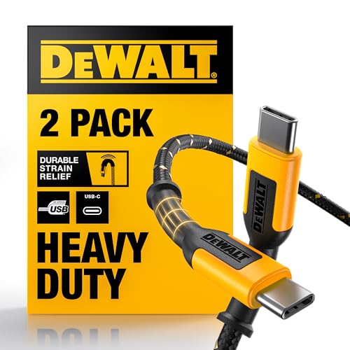 DEWALT Heavy Duty 2Pack USB C Cable 60W 6ft USB C to USBC Cables Durable Nylon Braided TypeC Charger Cord Fast Charging USBC Cables Charger for iPhone 171615 Pro Max Samsung Ultra iPad MacBook - Image 1