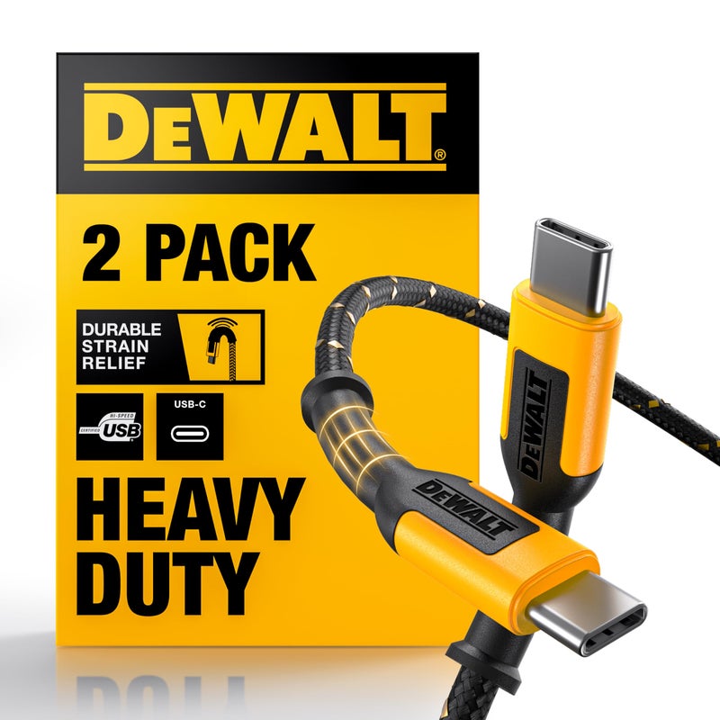 DEWALT Heavy Duty 2Pack USB C Cable 60W 6ft USB C to USBC Cables Durable Nylon Braided TypeC Charger Cord Fast Charging USBC Cables Charger for iPhone 171615 Pro Max Samsung Ultra iPad MacBook - Image 2