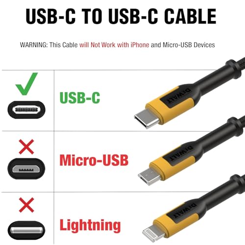 DEWALT Heavy Duty 2Pack USB C Cable 60W 6ft USB C to USBC Cables Durable Nylon Braided TypeC Charger Cord Fast Charging USBC Cables Charger for iPhone 171615 Pro Max Samsung Ultra iPad MacBook - Image 3