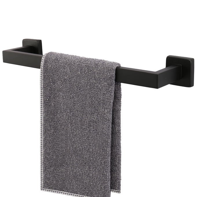BATH TOWEL RACK SQUARE BASE THICKEN SUS304 STAINLESS STEEL TOWEL BAR FOR BATHROOM BATHROOM ACCESSORIES TOWEL ROD HEAVY DUTY WALL MOUNTED TOWEL HOLDER BLACK 16