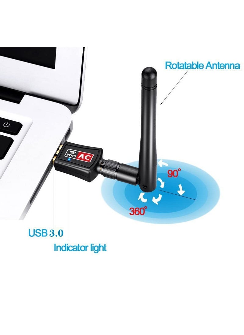 Excefore - USB Wifi Dongle for PC High Speed 600Mbps USB Wifi Adapter Dual Band 2.4/5.8GHz USB Wifi Computer Internet Adapter for Mac/PC/Desktop/Laptop/Tablet, Supports Windows 11/10/8/7/Vista/XP/2000 - Image 1