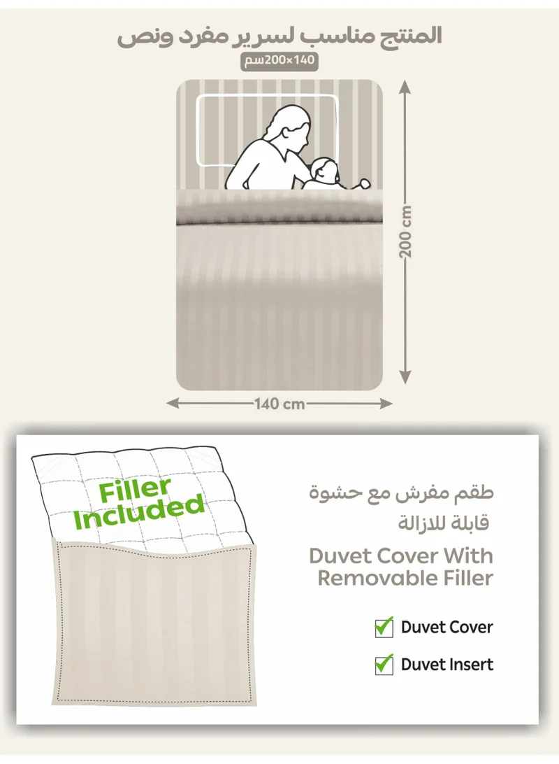 دوناتيلا Striped Comforter Set, Single Size Fits 140x200 cm, 5-Piece Hotel Bedding with 350 GSM Filling – Comforter, Comforter Cover, Fitted Sheet, Pillowshams.