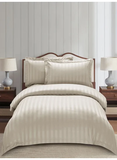 دوناتيلا Striped Comforter Set, Single Size Fits 140x200 cm, 5-Piece Hotel Bedding with 350 GSM Filling – Comforter, Comforter Cover, Fitted Sheet, Pillowshams.