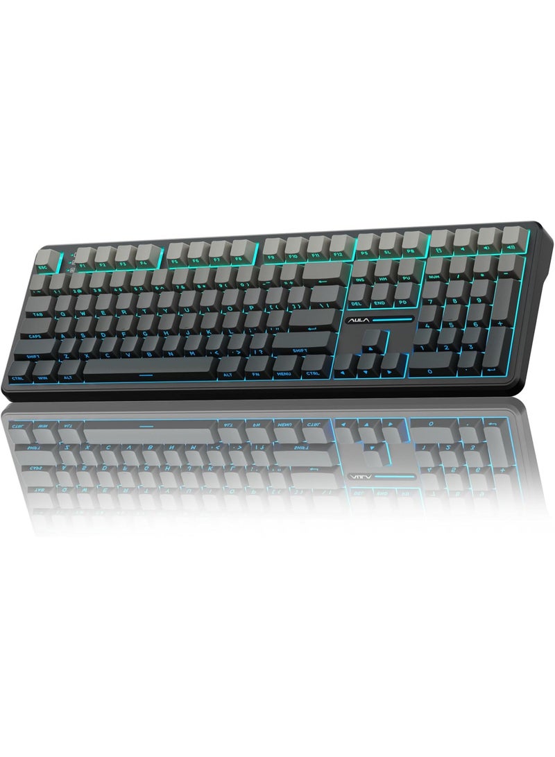 أولا F108 Wireless Mechanical Keyboard, Full Size Gaming Keyboard with Number Pad, Side Printed PBT Keycaps, Pre-lubed Switches, RGB Backlit, Hot Swappable Creamy Sounding Computer Keyboards, 108 keys - Image 1