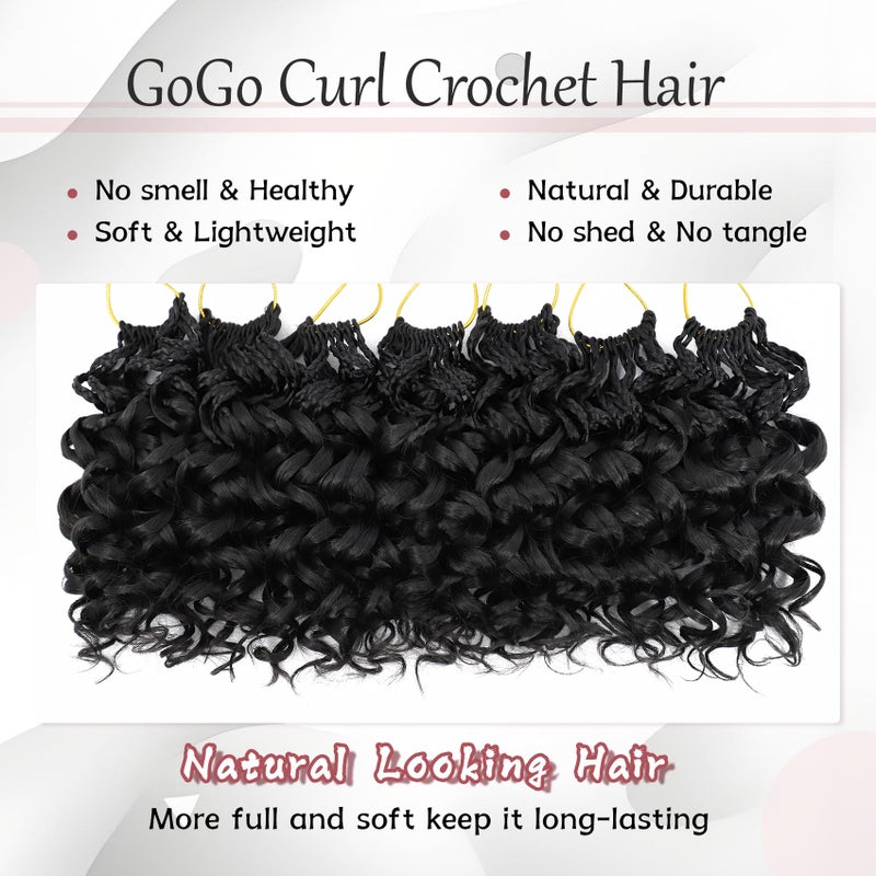 Liyate 7 Packs Gogo Curl Crochet Hair for Women 8 Inch Pre-Twisted Curly Crochet Hair Pre Looped Deep Ocean Water Wave Beach Curl Crochet Braids Synthetic Braiding Hair Extensions (8 Inch, 1B) - Image 5