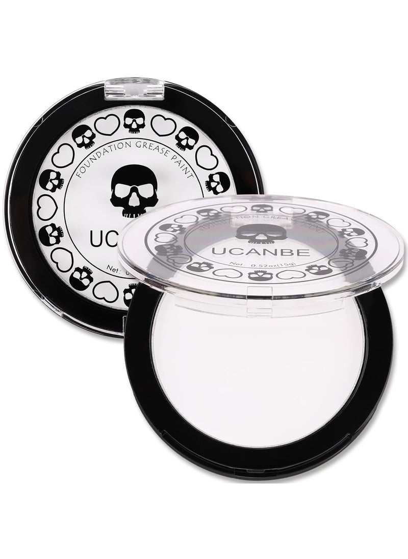 Ucanbe - UCANBE Goth White Cream to Powder Foundation Makeup Professional Clown White Face Body Paint with Matte Finish for Halloween SFX Makeup Cosplay Costume Stage Mime  Film052oz - Image 1
