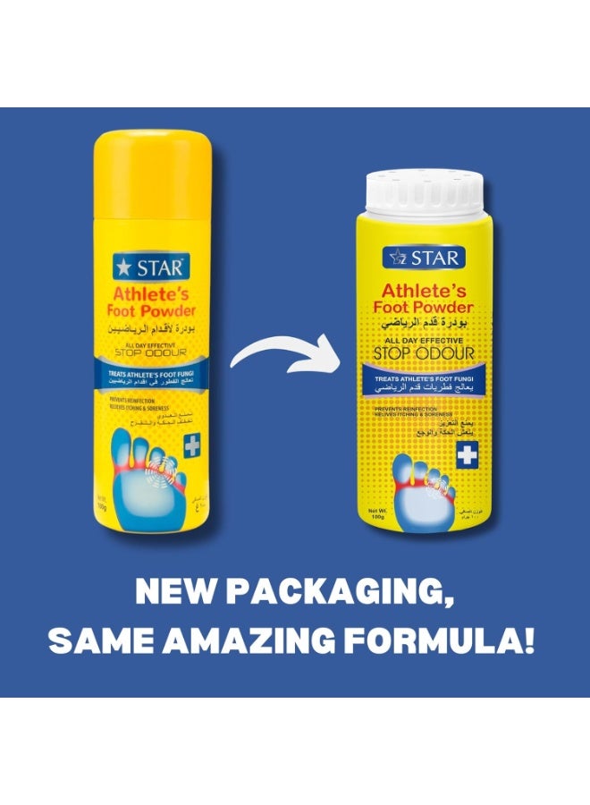 ستار بودرة قدم الرياضي بالنعناع والمنثول - تركيبة مضادة للبكتيريا والفطريات ومزيلة للروائح الكريهة للقدمين، والعرق، والانتعاش - بودرة قدم تمتص الرطوبة، مهدئة ومنعشة بالزيوت العطرية - (100 جرام) - Image 4