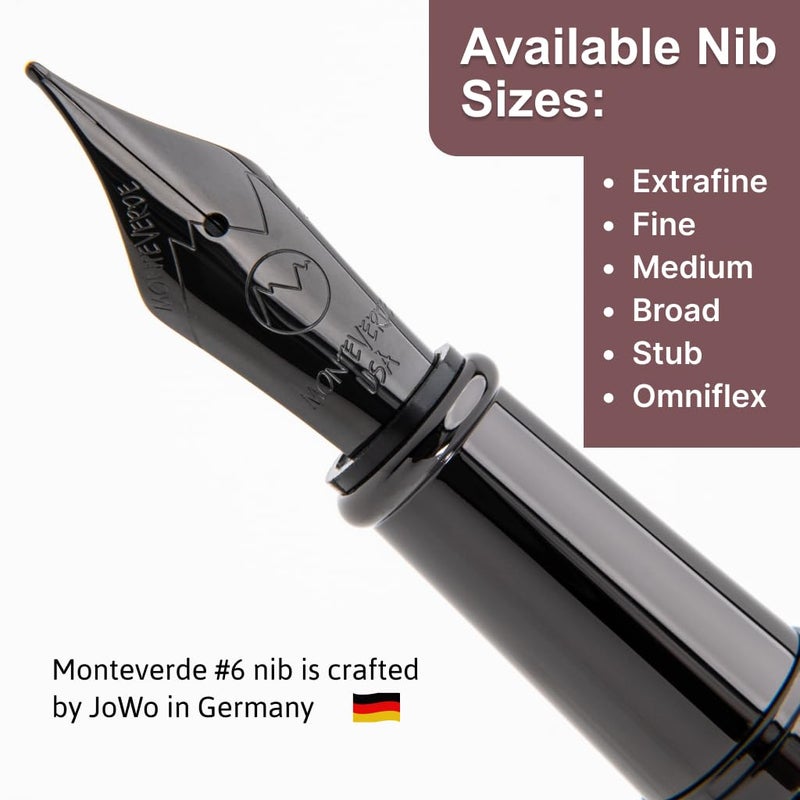 Monteverde USA Impressa Fountain Pen Gun Metal with Red Trim - Medium Point - JoWo German Nib - Image 3