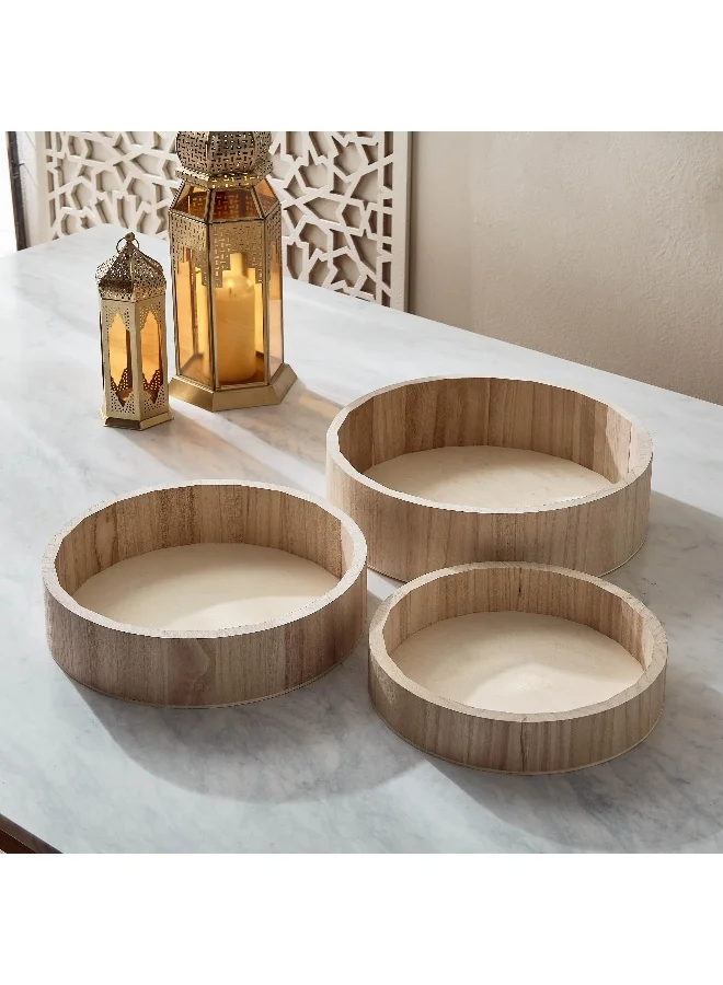 هوم بوكس Paulownia 3 - Pieces Wooden Disc Set