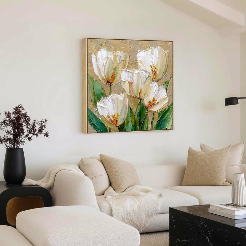 FOLKOR إطار عائم قماشي لطباعات فنية مقاس 24×24 ولوحات زيتية بعمق 1.2-1.5 بوصة، إطارات عائمة معدنية DIY لتزيين جدران غرف المعيشة وغرف النوم والممرات، هدية لعيد الميلاد والذكرى السنوية (طبيعي) - Image 2