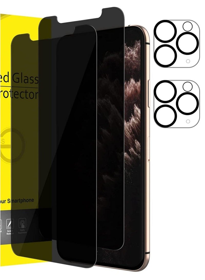 HuHa (2 Pack) for iPhone 13 Pro Privacy Tempered Glass Screen Protector Anti-Scratch with Back Camera glass Alignment Frame Bubble Free Scratch Resistant  - Image 1