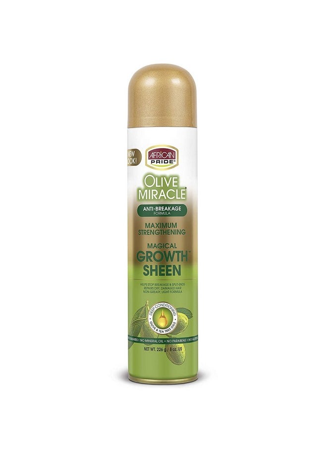 African Pride African Pride Olive Miracle Magical Growth Sheen Hair Spray, Enriched with Tea Tree & Olive Oil, 8oz  - Image 1