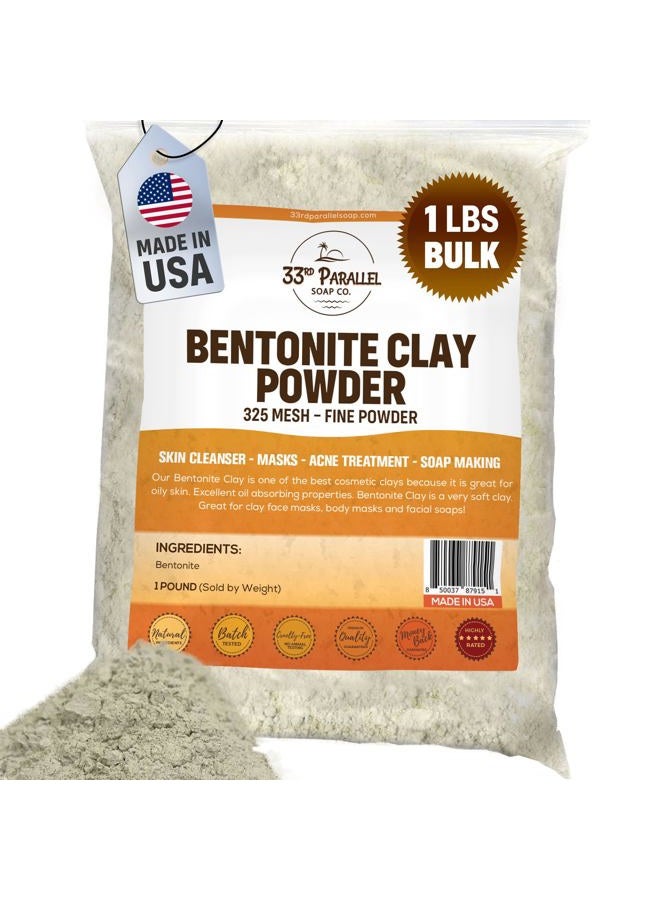 33RD PARALLEL SOAP CO. Organic BENTONITE Clay Powder (1 LBS / 16 oz) Organic 100% Natural Cosmetic Grade | Facials, Face Mask, Making, Creams & Lotions, Bath Bombs | (1 Pound) - Image 1