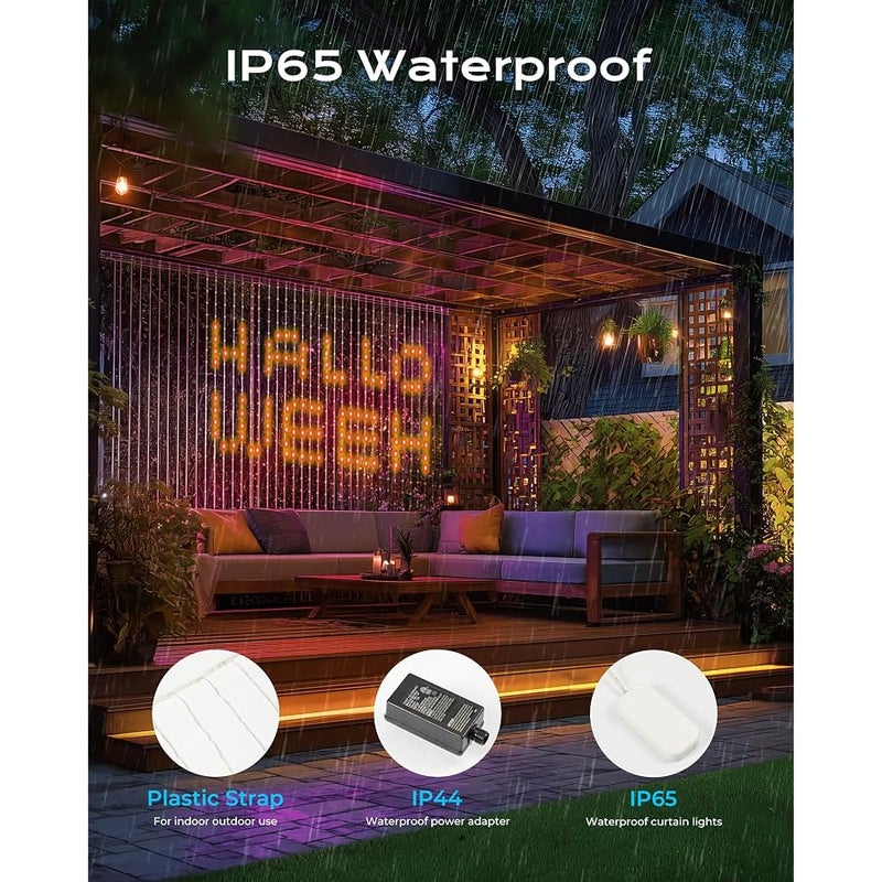 برايتاون برايتون 400 مصباح ستارة ذكي LED RGBIC بطول 6.5 × 6.6 قدم بالوان ديناميكية متغيرة مع جهاز تحكم عن بعد، مصابيح نافذة حائط ذكية مقاومة للماء بتصنيف IP65 لغرفة النوم وغرفة المعيشة والمرآب - Image 4
