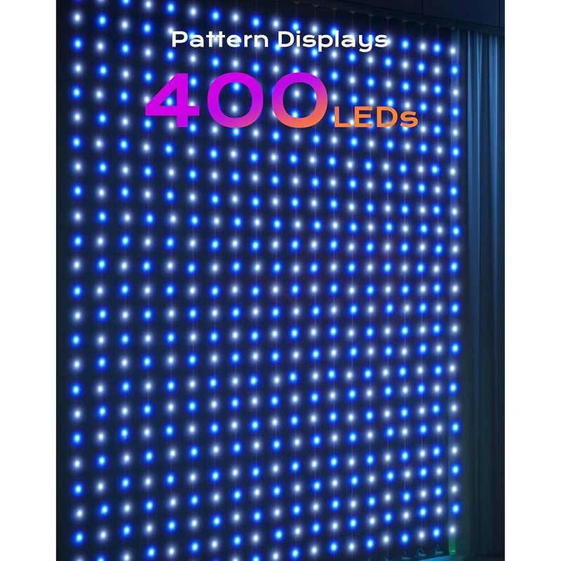 برايتاون برايتون 400 مصباح ستارة ذكي LED RGBIC بطول 6.5 × 6.6 قدم بالوان ديناميكية متغيرة مع جهاز تحكم عن بعد، مصابيح نافذة حائط ذكية مقاومة للماء بتصنيف IP65 لغرفة النوم وغرفة المعيشة والمرآب - Image 3