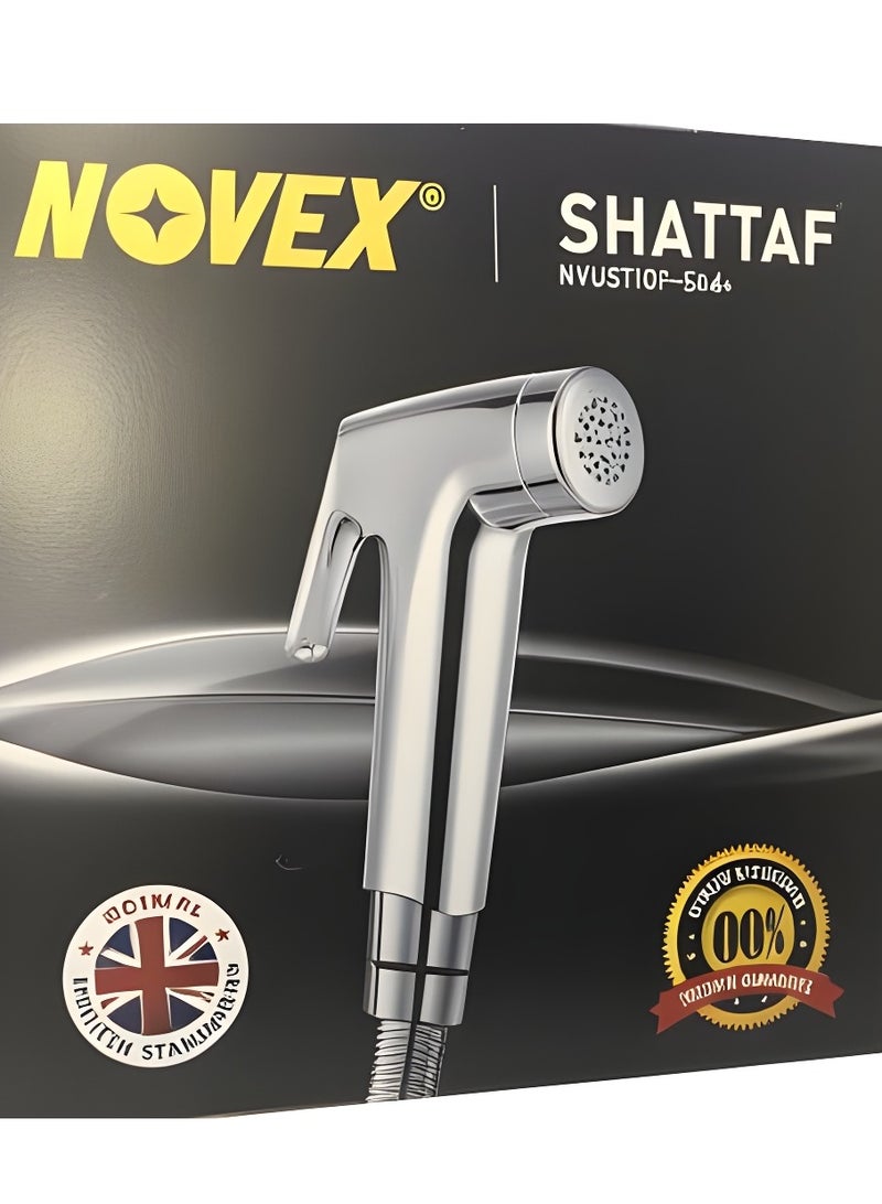 NOVEX مجموعة شطاف، بخاخ بيديت للمرحاض خرطوم بيديت من الفولاذ المقاوم للصدأ، بخاخ يدوي مثبت على الحائط للحمام من أجل النظافة الشخصية، كروم - Image 4