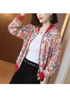 Generic 2024 Summer New Large Size Loose Fit Jacket Cardigan Top Short Jacket Trendy Printing Sun Protection Baseball Uniform For Women 3068# 