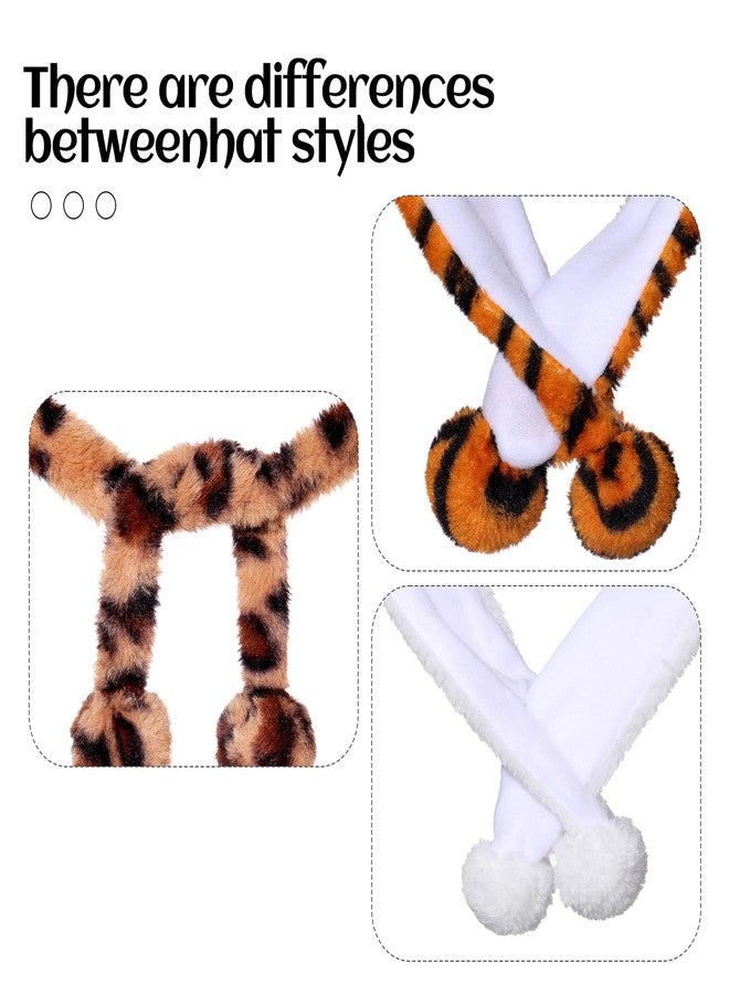 Cotwinter 3 Pcs Cute Plush Animal Hat Soft Warm Hat with Ear Flap for Winter Plush Cap for Ski Winter(Polar Bear, Tiger, Leopard) - Image 4