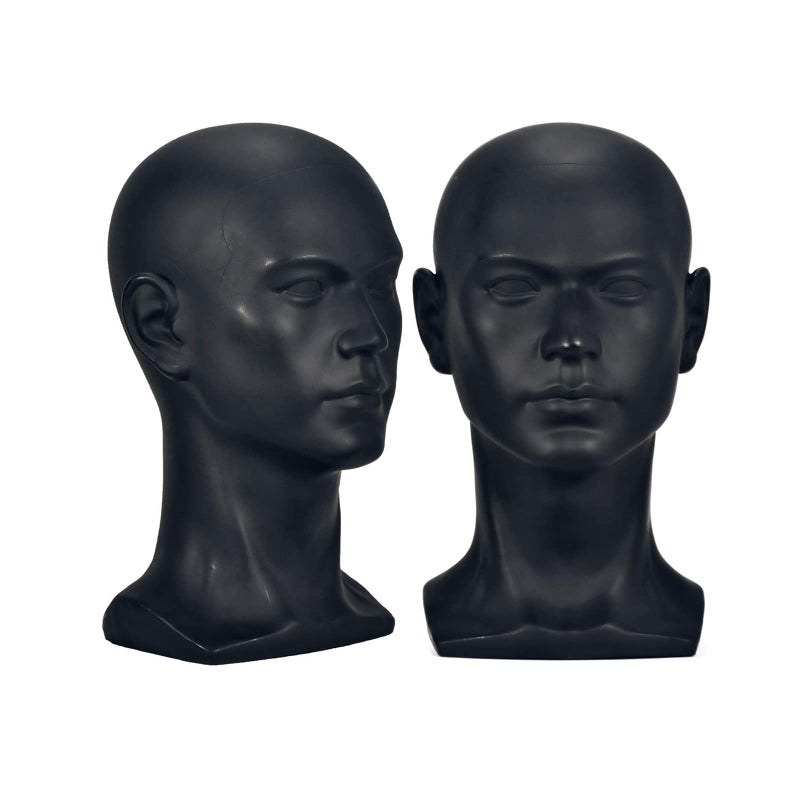 zms ZMS Male Mannequin Head for Cosmetology Display of Headsets Headphones Game Consoles Hats Wigs Jewellery Matte Black 