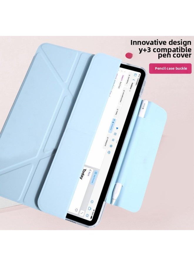 Generic - Apple IPadAir456 Pencil Case Flat Protective Case Pro11 Silicone Air13 Pen Case 10 Generation Leather Case Applicable 24-Color:Grandma Gray [crystal Clear Buckle/upgraded Pen Bag + Pen Cover]-Applicable Models:iPad Pro 11（22/21/20） - Image 1