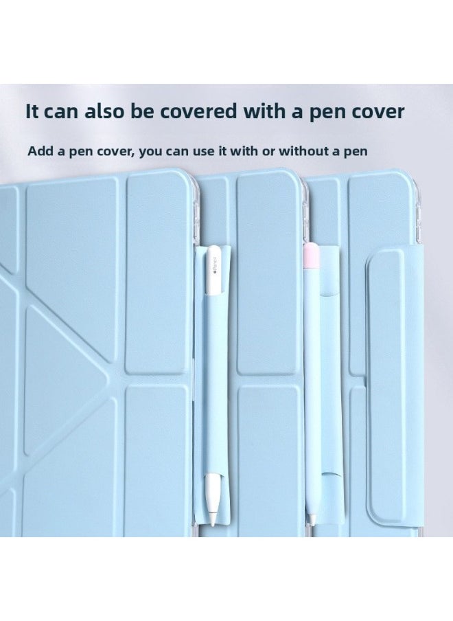 Generic - Apple IPadAir456 Pencil Case Flat Protective Case Pro11 Silicone Air13 Pen Case 10 Generation Leather Case Applicable 24-Color:Grandma Gray [crystal Clear Buckle/upgraded Pen Bag + Pen Cover]-Applicable Models:iPad Pro 11（22/21/20） - Image 1