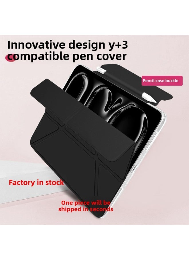 Generic - Apple IPadAir456 Pencil Case Flat Protective Case Pro11 Silicone Air13 Pen Case 10 Generation Leather Case Applicable 24-Color:Grandma Gray [crystal Clear Buckle/upgraded Pen Bag + Pen Cover]-Applicable Models:iPad Pro 11（22/21/20） - Image 1