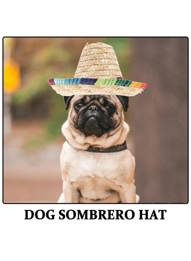 POPETPOP Dog Sombrero Hat- Pet Mexican Sombrero Cap, Dog Sun hat with Adjustable Chin Strap, Party Straw Hats for Small Dogs Puppy Cat As Shown - Image 2