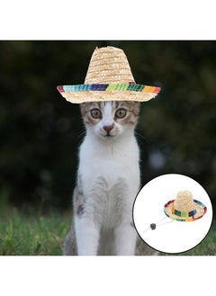 POPETPOP POPETPOP Dog Sombrero Hat- Pet Mexican Sombrero Cap, Dog Sun hat with Adjustable Chin Strap, Party Straw Hats for Small Dogs Puppy Cat As Shown  - Image 1