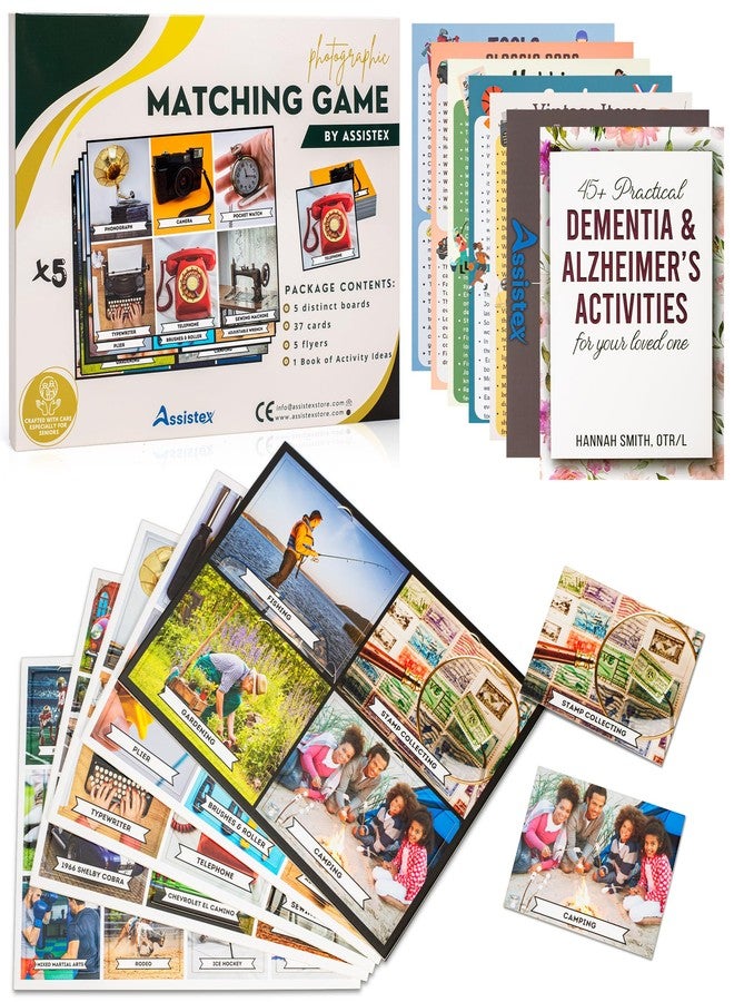 Assistex Matching Game Activity Board - Dementia Activities for Seniors - Memory Games for Adults with Alzheimers - Memory Loss and Alzheimers Activities - Matching Card Memory Games for Seniors - Image 1