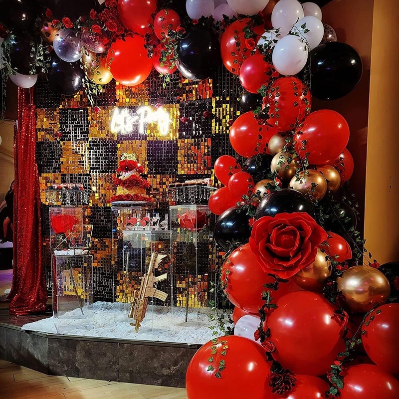 ADOINBY Red and Black Balloon Arch Kit - 140Pcs Party Balloon Garland for Birthday, Wedding, Graduation, and Anniversaries - Image 5